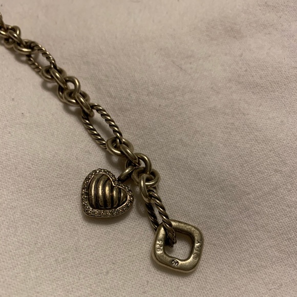 David Yurman Cable Heart Charm Bracelet w/Diamonds - Picture 4 of 6
